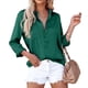 thumbnail image 1 of Blusa de mujer con cuello en V, elegante, de manga larga, estilo empresarial, informal, holgada, lisa, de manga larga con bolsillo, 1 of 5