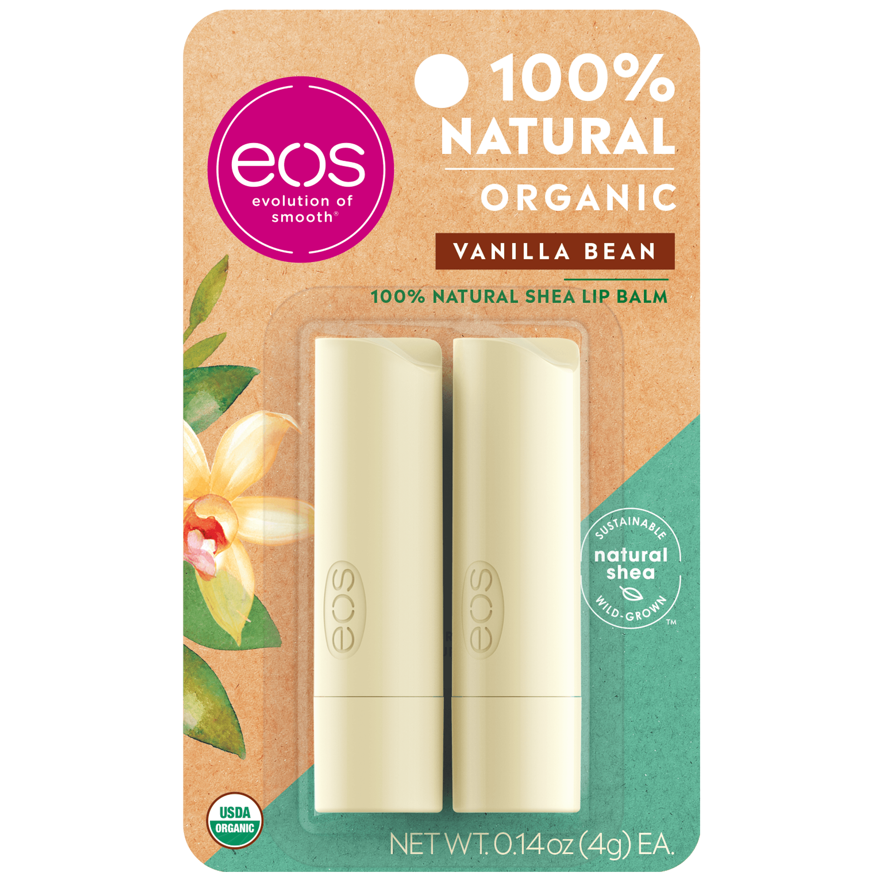 eos 100% Natural & Organic Lip Balm Stick - Vanilla Bean | 0.14 oz | 2-pack - Walmart.com - Walmart.com eos 100% Natural & Organic Lip Balm Stick - Vanilla Bean | 0.14 oz | 2-pack - Walmart.com - Walmart.com