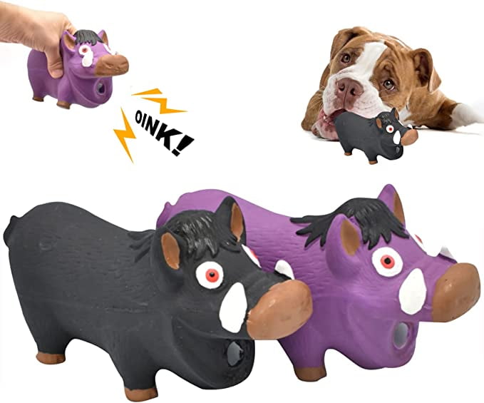 Dog Toys, 2 Pack Pig Latex Dog Toy for Aggressive Chewers Cute Wild