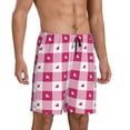 thumbnail image 2 of Kdxio Plaid Heart Print Mens Sleep Shorts Bottoms Soft Comfy Pajama Wear Pants with Drawstring Pockets, 2 of 7
