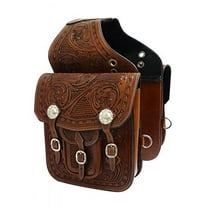 Showman Tooled Leather Saddle Bag w/ Engraved Silver Conchos & Buckles