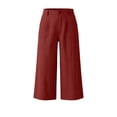thumbnail image 7 of DailyTrove Women's Linen Blend Wide Leg Capri Pants, High Waisted Casual Cropped Trousers, 7 of 7