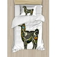 thumbnail image 1 of Llama Duvet Cover Set Twin Size, Sugar Skull Style Alpaca Animal Skeleton and Colorful Floral Details Day of the Dead, Decorative 2 Piece Bedding Set with 1 Pillow Sham, Multicolor, by Ambesonne, 1 of 3