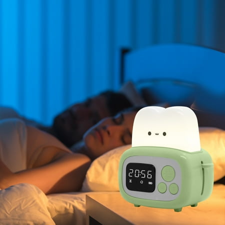 

COFEST Time Toaster Alarm Clock with Countdown Timer USB Rechargeable LED Night Light Luminous Companion Sleep Timer Clock. Green