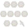 thumbnail image 2 of 1box 10pcs 1-Hole Alloy Shank Buttons with Plastic Imitation Pearls Bead Flower Silver 17x18.5x9mm Hole: 2.2mm, 2 of 7