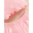 thumbnail image 6 of Biezeib Baby Girl Summer Outfits Short Sleeve Lettuce Trim Floral Tops + Shorts Set Infant Clothes, 6 of 6