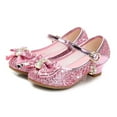 thumbnail image 3 of Otqutp Slides Kids Girls Flower Girls Dress Shoes Toddler Kids Wedding Low Heel Mary Jane Shoes Glitter Flat Shoes, 3 of 6