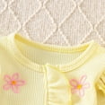 thumbnail image 6 of Karoyedx Newborn Girl Clothes Newborn Baby Girl Coming Home Outfit Ruffle Romper Cute Ribbed Knit Jumpsuit Winter Clothes and Headband Yellow Size,0-3 Months, 6 of 9