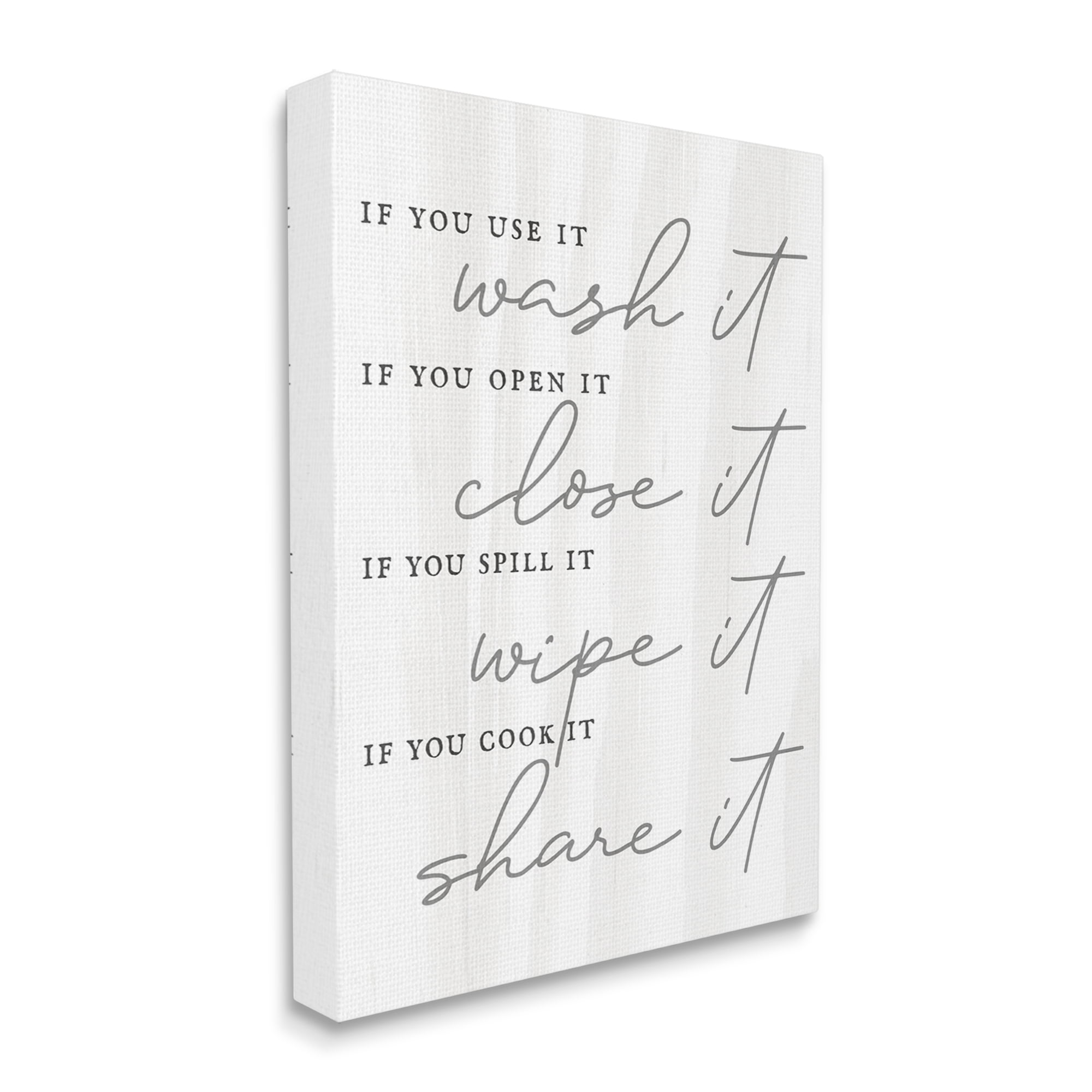 Stupell Industries Witty Rustic Kitchen Rules Share It Quote Calligraphy Canvas Wall Art, 16 x 20, Design by Lil' Rue