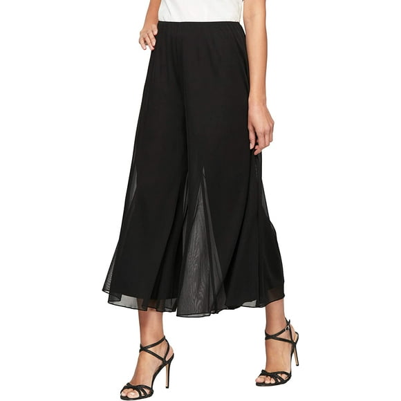 Alex Evenings Womens Cropped Wide Leg Dress Pant Petite Regular Plus Sizes X-Large Black