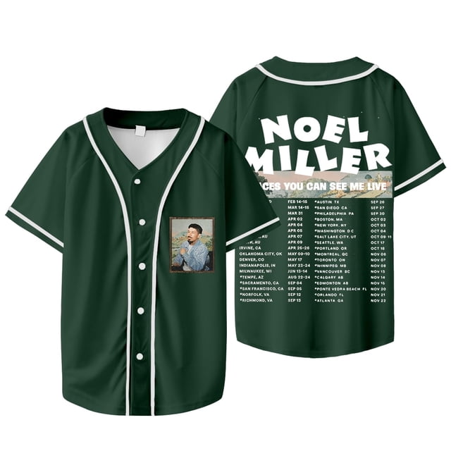 Noel Miller 2025 Tour Dates Chaqueta de béisbol Camiseta Verano Unisex Camisetas de manga corta con cuello en V,Style 4,XXS