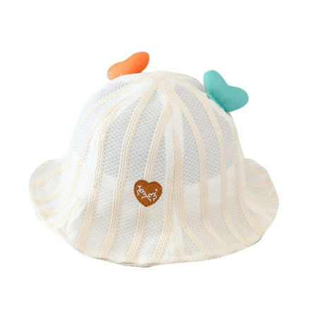 

Baby Summer Fisherman Hat Heart Decoration Stripe Print Mesh Breathable Visor Cap Pink Blue Breathable Children s Hat Boys Knit Hat Olive