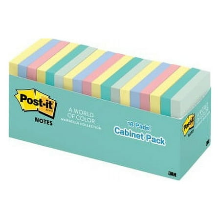 UPC: 0076308931247 | Post-it Notes Cabinet Pack Marseille – 3  x 3  – Square – 100 Sheets per Pad – Unruled – Assorted – Self-adhesive  Self-stick – 18 / Pack
