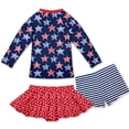 thumbnail image 3 of Millie Loves Lily Girls Red,Wht,Blue Stars & Stripes Rashquard With Skirty Bottom and Shorts, Big Girls Size 8, 3-pcs, UPF 50+, 3 of 5