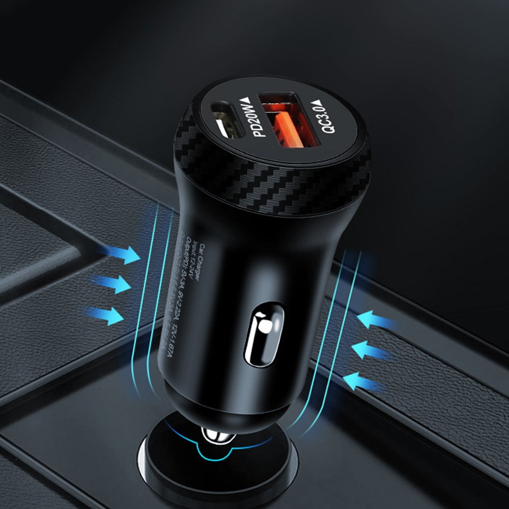38W Dual Usb TypeC Pd Car Mini Charger Fast Charge Adapter