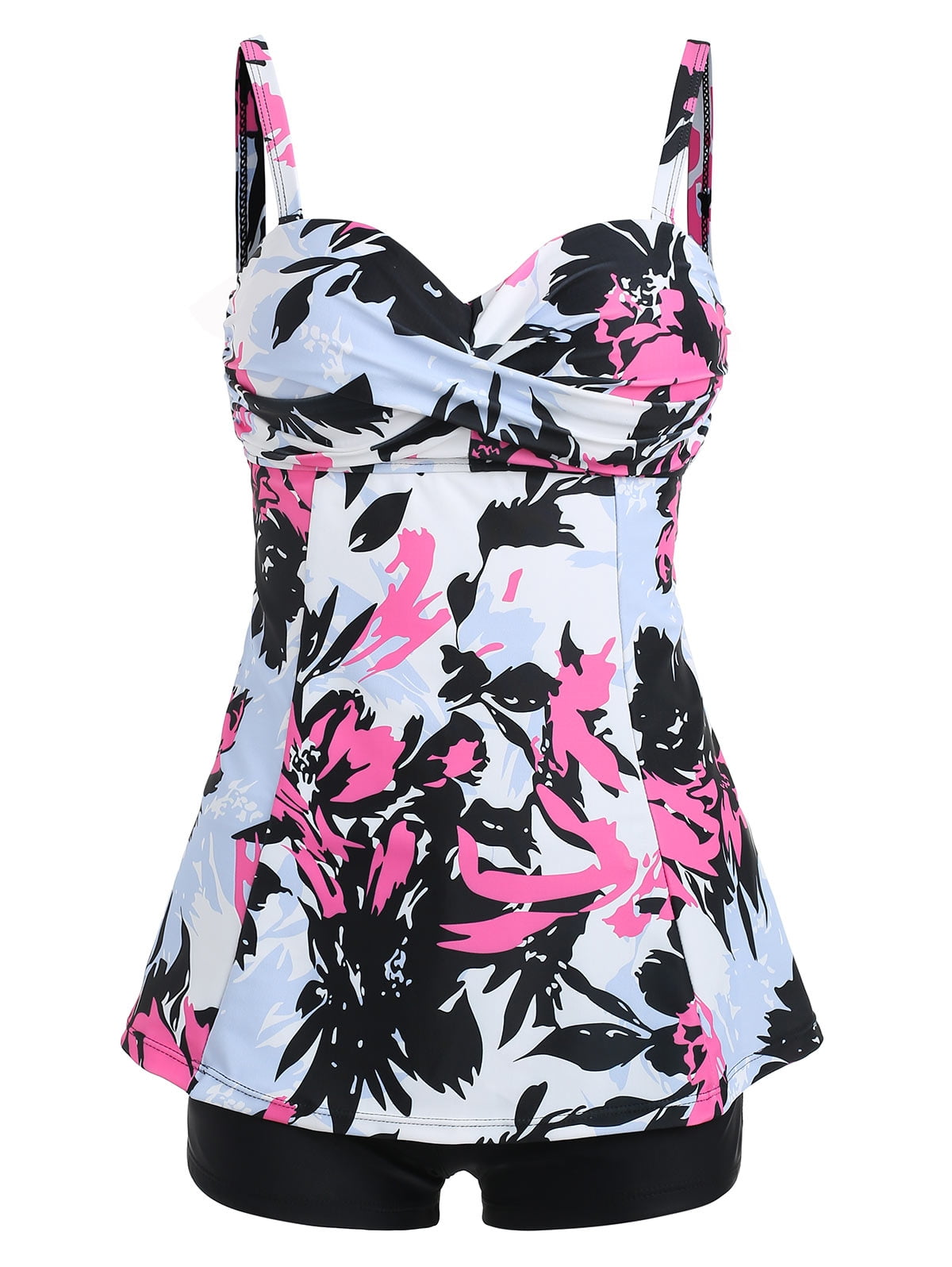 Tankini Bathing Suit 2 Piece Flower Print Slip Set Womens Swimsuits Tankini