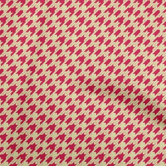 oneOone Viscose Chiffon Red Fabric Houndstooth Fabric For Sewing Printed Craft Fabric By The Yard 42 Inch Wide