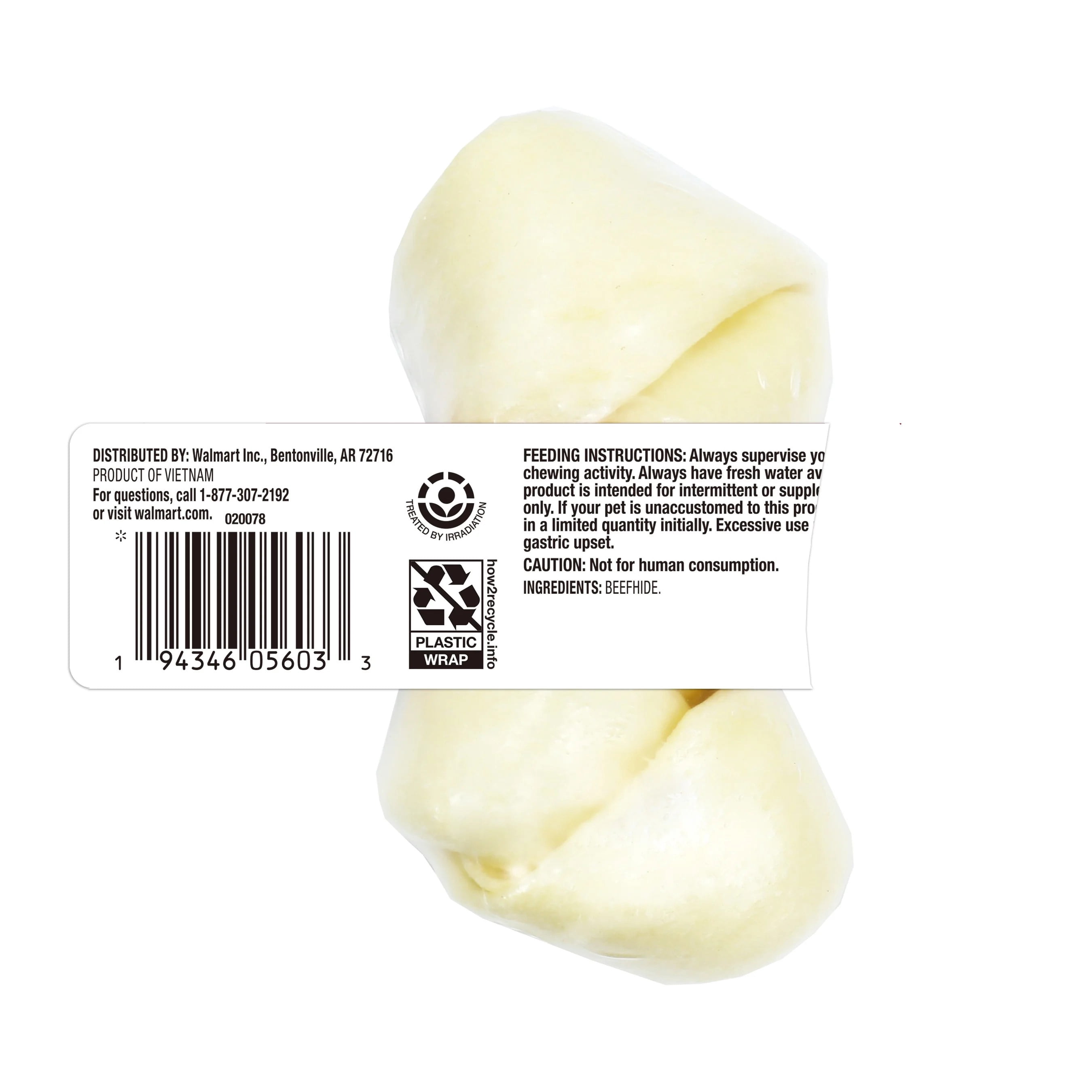 Ol' Roy 4-inch Rawhide Bone Natural Beef hide Chew for Dogs, Natural Flavor Treats for Dogs, 1.23 oz Bag
