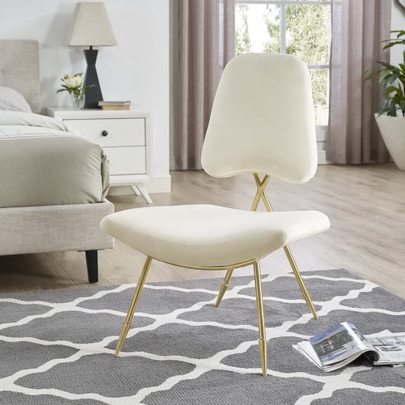Ponder Upholstered Velvet Lounge Chair - Ivory