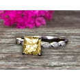 thumbnail image 4 of 1.75 Carat Classic 6mm Princess Cut Champagne Diamond Moissanite Engagement Ring on 10k White Gold Classic Vintage Art Deco, 4 of 5