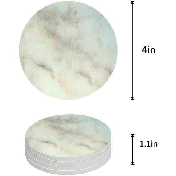 FMSHPON Marble Pattern Set of 8 Round Coaster for Drinks, Absorbent Ceramic Stone Coasters Cup Mat with Cork Base for Home Kitchen Room Coffee Table Bar Decor