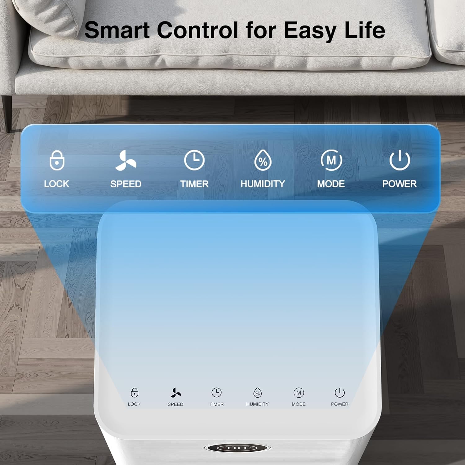 WAA 24 Pint Dehumidifier Auto/Manual Drainage,3 Modes,24H Timer,Auto Defrost (Home/Basement,Drain Hose)