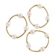 thumbnail image 5 of 3Pcs Women Bracelet Adjustable Opening Design Imitation Pearl Stacking Bracelet Anti-Fading Alloy Versatile Jewelry Gift, 5 of 8