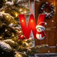 thumbnail image 3 of Christmas Letter Ornament, Red Alphabet Initial W Hanging Decoration with Snowman Christmas Tree Ornament for Family Name Display, 3 of 7