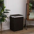 thumbnail image 2 of BIRDROCK HOME Single Laundry Hamper with Lid - Brown - Liner Bag - Hand Woven - Small Collapsible Hampers - Foldable Bin - Synthetic PE Rattan - Hand Woven - Clothes Basket, 2 of 3