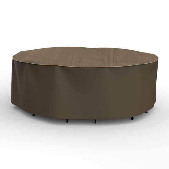 Budge L Black and Tan Patio Oval Table/Chairs Cover, StormBlock™ Hillside