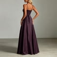 thumbnail image 4 of XIAOCHA Women's Summer Elegant Maxi Dress V Neck Thin Spaghetti Strap Satin Solid Flowy Floor Evening Gown, 4 of 5