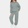 thumbnail image 2 of Babcutegg Sweatshirts and Sweatpants Sets for Kid Girls Valentine's Day Athletic Casual Fleece Lined Elastic Waist Side Pockets Girls Fall and Spring Clothes Gray Size 7, 2 of 4