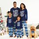 thumbnail image 1 of Pijamas navideños con mosaicos, conjuntos familiares a juego, top con estampado de letras, pantalones de reno, conjuntos de pijamas navideños (resistentes al fuego), 1 of 5