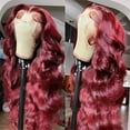 thumbnail image 5 of Wig Women's Wine Red Long Curly Hair Large Wave Wig Headcover 70cm, 5 of 9