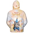 thumbnail image 2 of Watercolor American Shorthair Happy Birthday Celebration Balloons Gift Party All Over Print 3D Hoodie Unisex Merch Hoodies Cat Lover Kitten Owner Gifts - 00028, 2 of 6