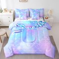 thumbnail image 1 of Erosebridal Mermaid Princess Bedding Sets King Size, Initial Letter U Comforter Sets with Sheets, Cartoon Theme Decor, Reversible, 1 of 5