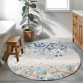 thumbnail image 3 of Small Round Rug 3Ft Washable Non-Slip, Blue Beige Coastal Circle Area Rugs for Living Room Bedroom, Beach Starfish Summer Eucalyptus Vintage Indoor Floor Mats Carpet Runner for Home Decor, 3 of 8