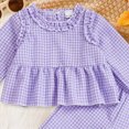 thumbnail image 5 of HCNTES Girls Fall Winter Outfits 6 12 18 24 Months 1T 2T 3T 4T Baby Girls Infant Clothing Soft Long Sleeve Plaid Top Elastic Pants 2PCS Set Newborn Outfits for Girl Fall Winter, 5 of 7