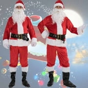 Costume de Père Noël de Noël Déguisement Adulte Costume Cosplay Tenue de Fête 7PCS