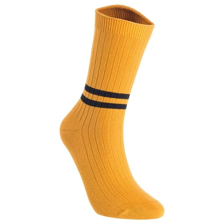Lian LifeStyle Attractive Women s 1 Pair Mid Calf Cotton Socks  HR1790  Size 6-9  Color Yellow