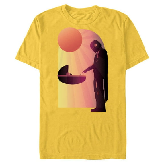 Star Wars The Mandalorian The Child Discovery Silhouette - Short Sleeve Blended T-Shirt for Adults - Customized-Yellow