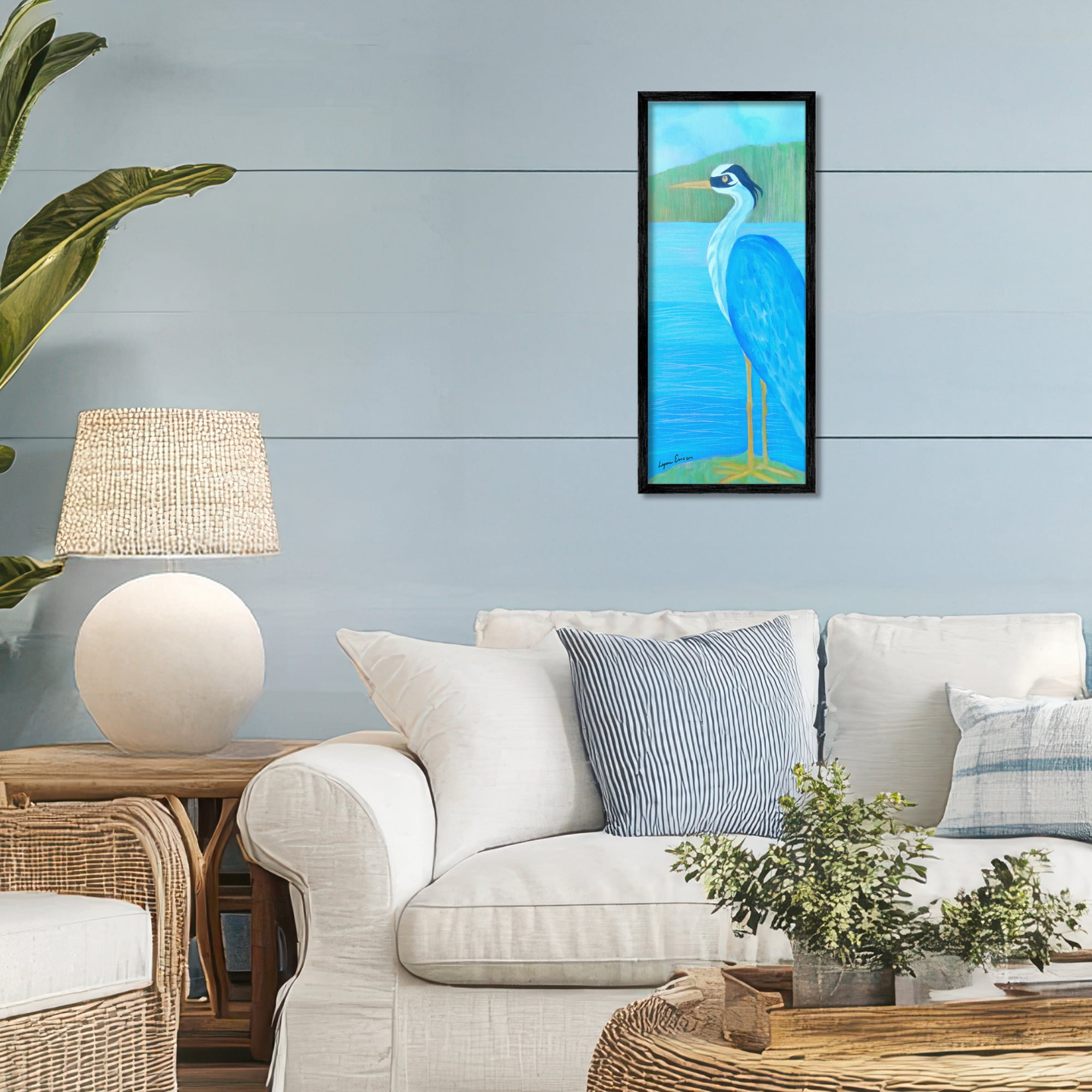 Stupell Industries Great Blue Heron Black Framed Giclee Art, design by Lynn Ericson Fine Art
