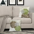 thumbnail image 5 of Brown Green Pillow Covers 18x18 Dahlia Flower White Gray Elegant Colored Throw Pillows Farmhouse Outdoor Decor for Home Living Room Sofa Bed Modern Floral Linen Square Cushion Case, Set of 2, 5 of 6