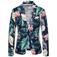 thumbnail image 2 of Lilgiuy Men Casual Hawaiian Holiday Sstyle Beautiful Flower Series Features Broken Flower Single Button Suit Green（） Fall Clothes for 2022 Spring Winter, 2 of 5