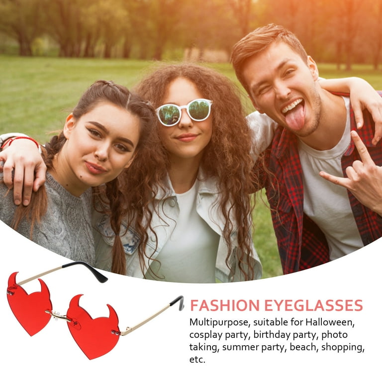 5 Pack Heart Glasses Red Sunglasses for Men Mens Shades Heart Shaped Glasses Heart Shaped Sunglasses Flame Devil PC Girl
