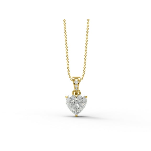 4.00 Ct Heart Shape Moissanite Diamond 925 Sterling Silver Solitaire Women Engagement Love Pendant Necklace, Gold Vermeil