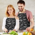 thumbnail image 5 of Black White Dinosaurs Skeletons Pattern Apron-Garden Aprons for Women with Pockets-Cotton Linen Waterproof Kitchen Cooking Gardening Aprons Adjustable for Kitchen,Cooking,BBQ and Salon 33x27 Inch, 5 of 7
