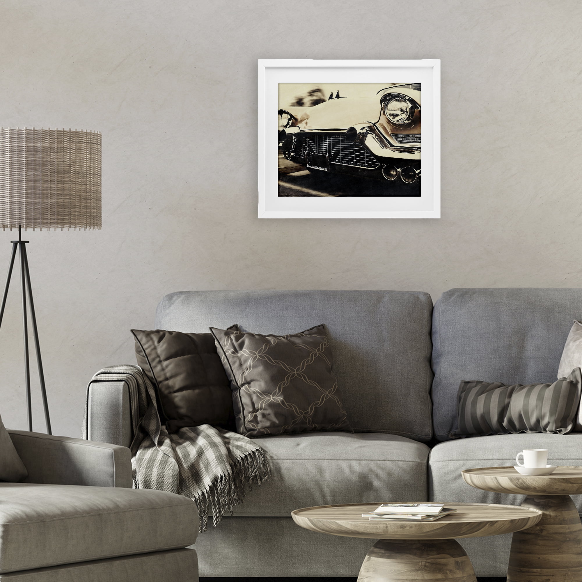 Stupell Industries Vintage Ride Headlights White Framed Print Under Glass, design by Marcus Prime