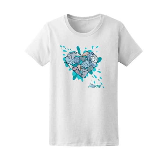 Beautiful Seashells Love Heart Tee Women's -Image by Shutterstock