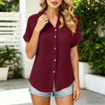thumbnail image 5 of Blouses for Women Summer V Neck Short Sleeve Button Down Shirts Business Casual Tops Women's Clothing, 5 of 7
